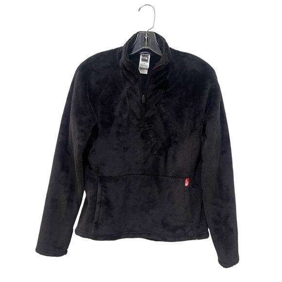 The North Face Jacket Womens Small Black Fuzzy Fleece Quarter Zip Pullover - Picture 1 of 8